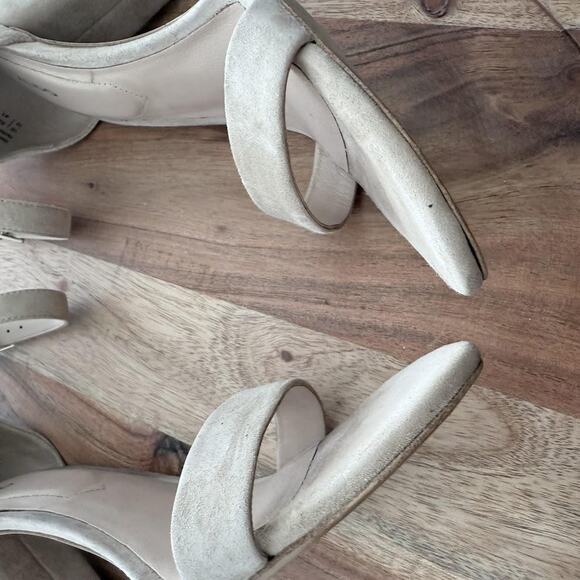 Aldo Shoes Womens Size 10 Block Heel Sandal Beige Suede Ankle Strap Dressy - Picture 11 of 13